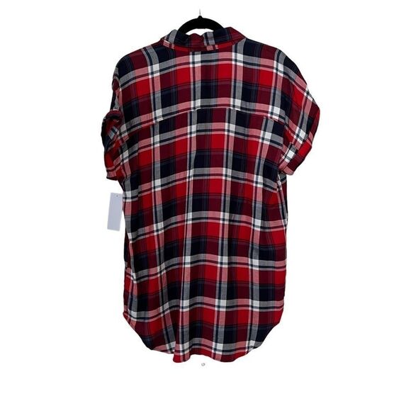 Nordstrom Red and Blue Plaid Button Down Shirt size Large - Picture 4 of 9
